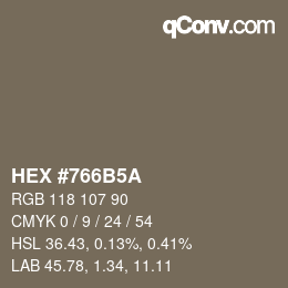 Color code: HEX #766B5A | qconv.com