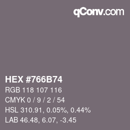 Color code: HEX #766B74 | qconv.com