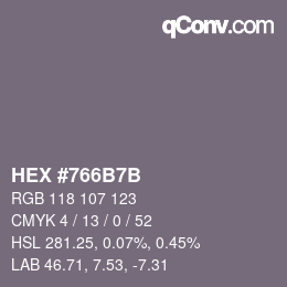 Color code: HEX #766B7B | qconv.com
