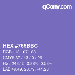 カラーコード: HEX #766BBC | qconv.com