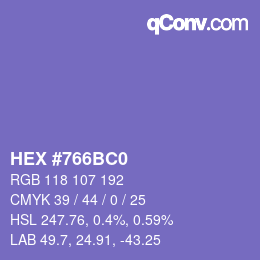 Color code: HEX #766BC0 | qconv.com
