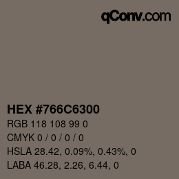 颜色代码: HEX #766C6300 | qconv.com