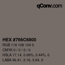 Color code: HEX #766C6800 | qconv.com