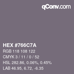 Color code: HEX #766C7A | qconv.com