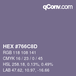 Color code: HEX #766C8D | qconv.com