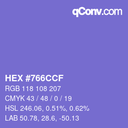 Color code: HEX #766CCF | qconv.com