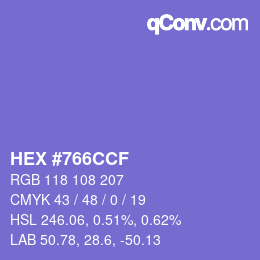 Color code: HEX #766CCF | qconv.com