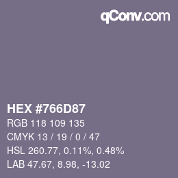 カラーコード: HEX #766D87 | qconv.com