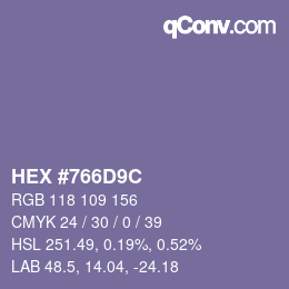 カラーコード: HEX #766D9C | qconv.com