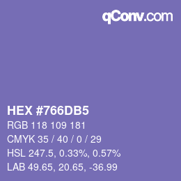 Color code: HEX #766DB5 | qconv.com