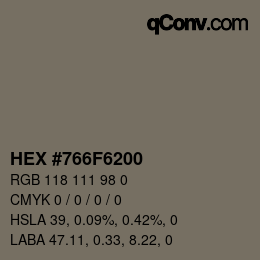 Color code: HEX #766F6200 | qconv.com