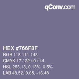 Color code: HEX #766F8F | qconv.com