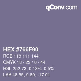 颜色代码: HEX #766F90 | qconv.com