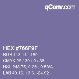 Color code: HEX #766F9F | qconv.com