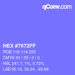 Color code: HEX #7672FF | qconv.com