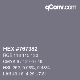 Código de color: HEX #767382 | qconv.com