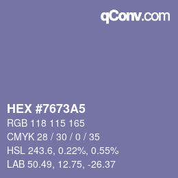 カラーコード: HEX #7673A5 | qconv.com