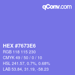 Color code: HEX #7673E6 | qconv.com