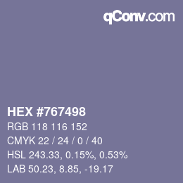 Color code: HEX #767498 | qconv.com