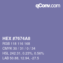 Color code: HEX #7674A8 | qconv.com