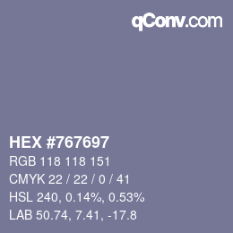 Color code: HEX #767697 | qconv.com