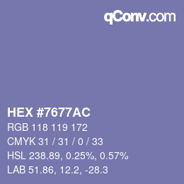 Farbcode: HEX #7677AC | qconv.com