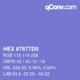 カラーコード: HEX #7677D0 | qconv.com