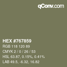 颜色代码: HEX #767859 | qconv.com