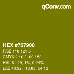 Color code: HEX #767900 | qconv.com