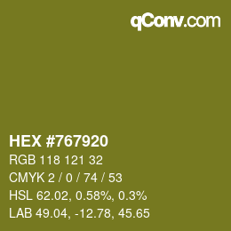 颜色代码: HEX #767920 | qconv.com