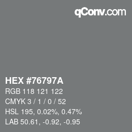 Color code: HEX #76797A | qconv.com