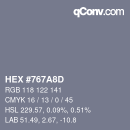 Color code: HEX #767A8D | qconv.com