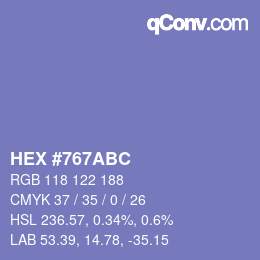 Farbcode: HEX #767ABC | qconv.com