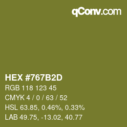 Color code: HEX #767B2D | qconv.com