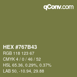 カラーコード: HEX #767B43 | qconv.com
