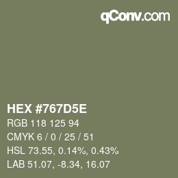 Código de color: HEX #767D5E | qconv.com