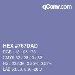 Color code: HEX #767DAD | qconv.com