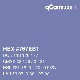 Color code: HEX #767EB1 | qconv.com