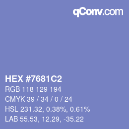 颜色代码: HEX #7681C2 | qconv.com