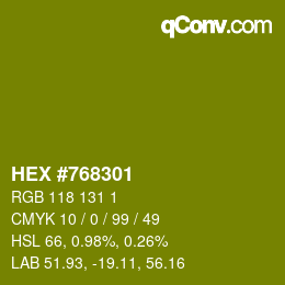 Color code: HEX #768301 | qconv.com