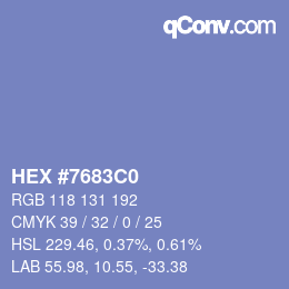 Color code: HEX #7683C0 | qconv.com