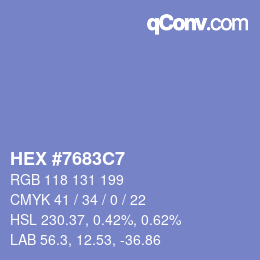 Color code: HEX #7683C7 | qconv.com