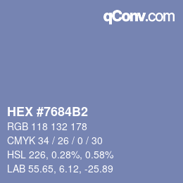 Color code: HEX #7684B2 | qconv.com