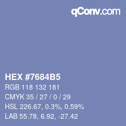 カラーコード: HEX #7684B5 | qconv.com