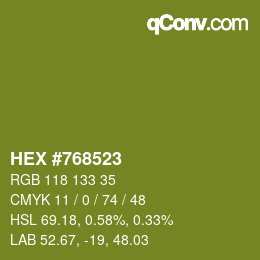 颜色代码: HEX #768523 | qconv.com