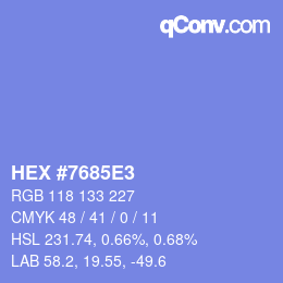 カラーコード: HEX #7685E3 | qconv.com