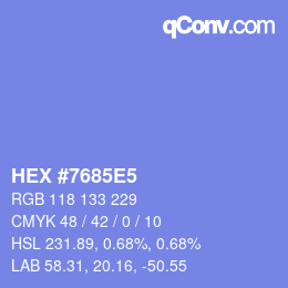 Color code: HEX #7685E5 | qconv.com