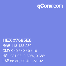 颜色代码: HEX #7685E6 | qconv.com
