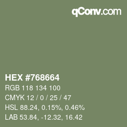 Color code: HEX #768664 | qconv.com