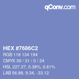 Farbcode: HEX #7686C2 | qconv.com